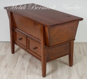 Madia antica originale con piano apribile e 2 cassetti in legno massello di abete